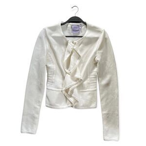 Herve Leger Jacket, NWOT, Ruffle White Jacket Blazer